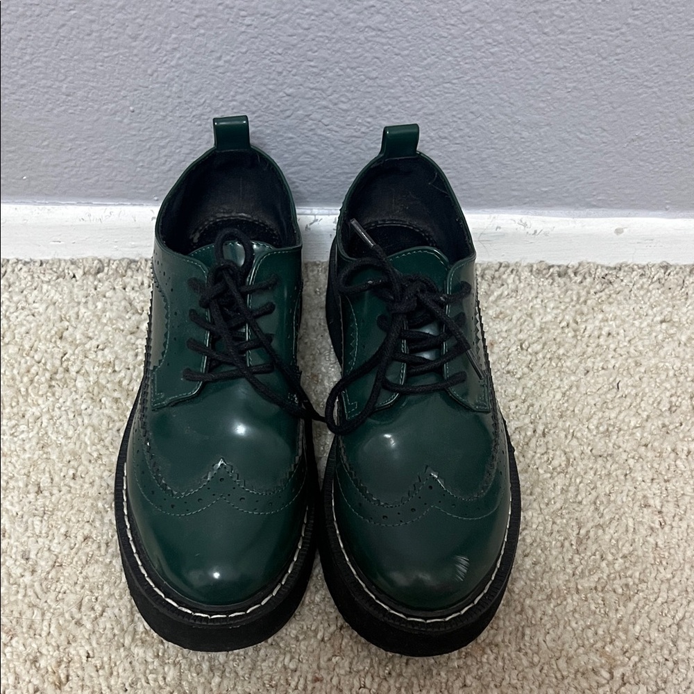 T.U.K Dark Green Women's Oxfords